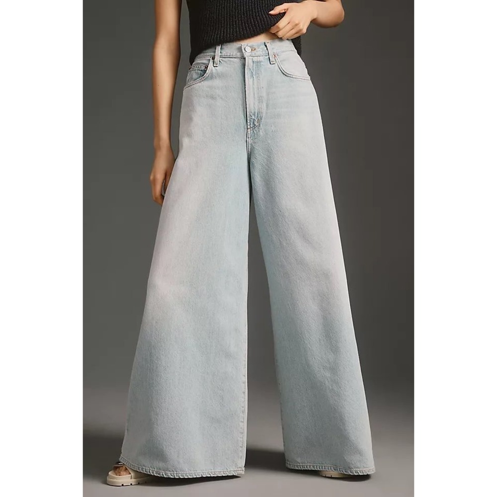 Agolde Nolan High Rise Wide Leg Jeans Light Wash Regenerative Cotton Size 27